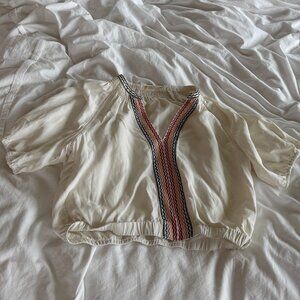 White Marine Layer Peasant Style Blouse